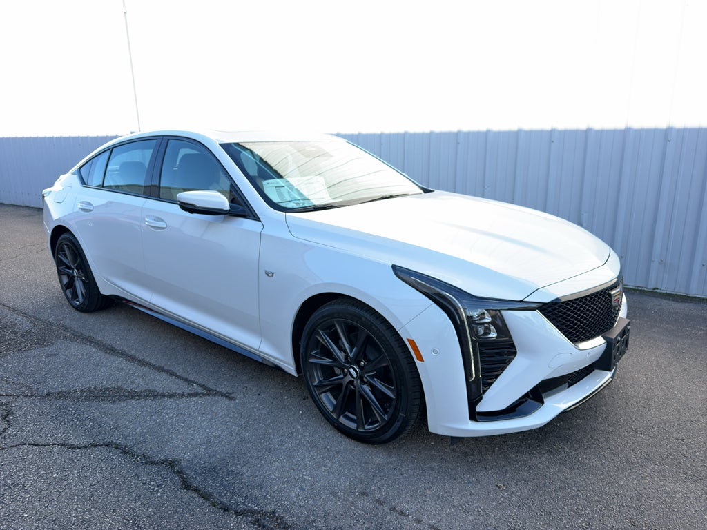 2026 Cadillac CT5 Sport in Summit White — front three-quarter view