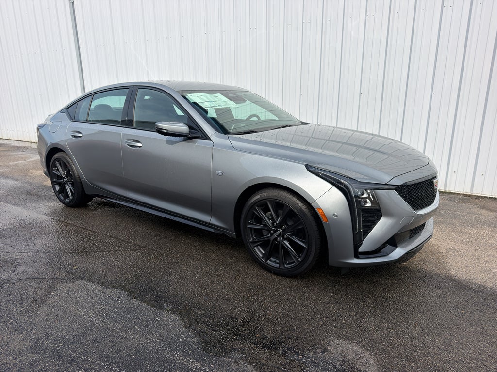 2026 Cadillac CT5 Sport in Argent Silver Metallic — front three-quarter view