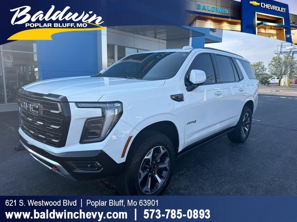 2025 GMC Yukon AT4 Ultimate in Summit White — front three-quarter view