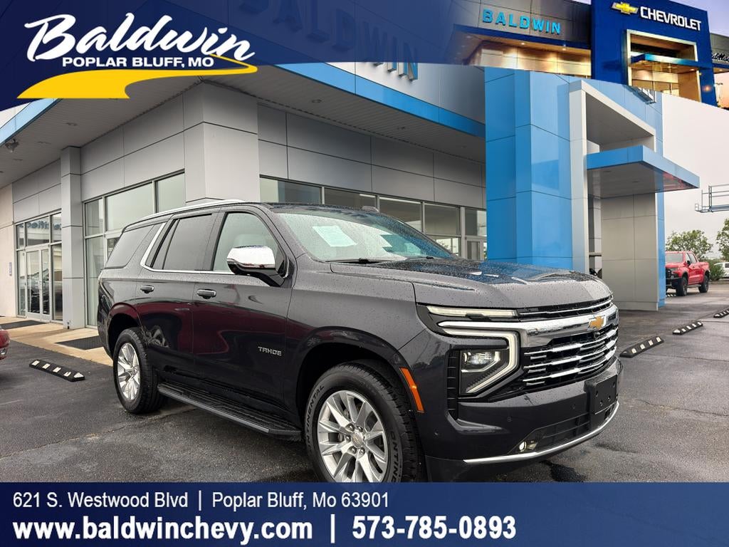 2025 Chevrolet Tahoe Premier in Dark Ash Metallic — front three-quarter view