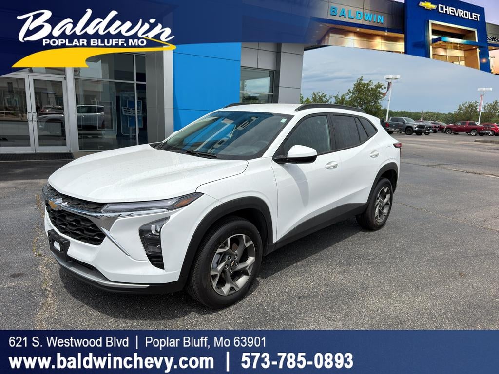 2025 Chevrolet Trax LT in Summit White — front three-quarter view